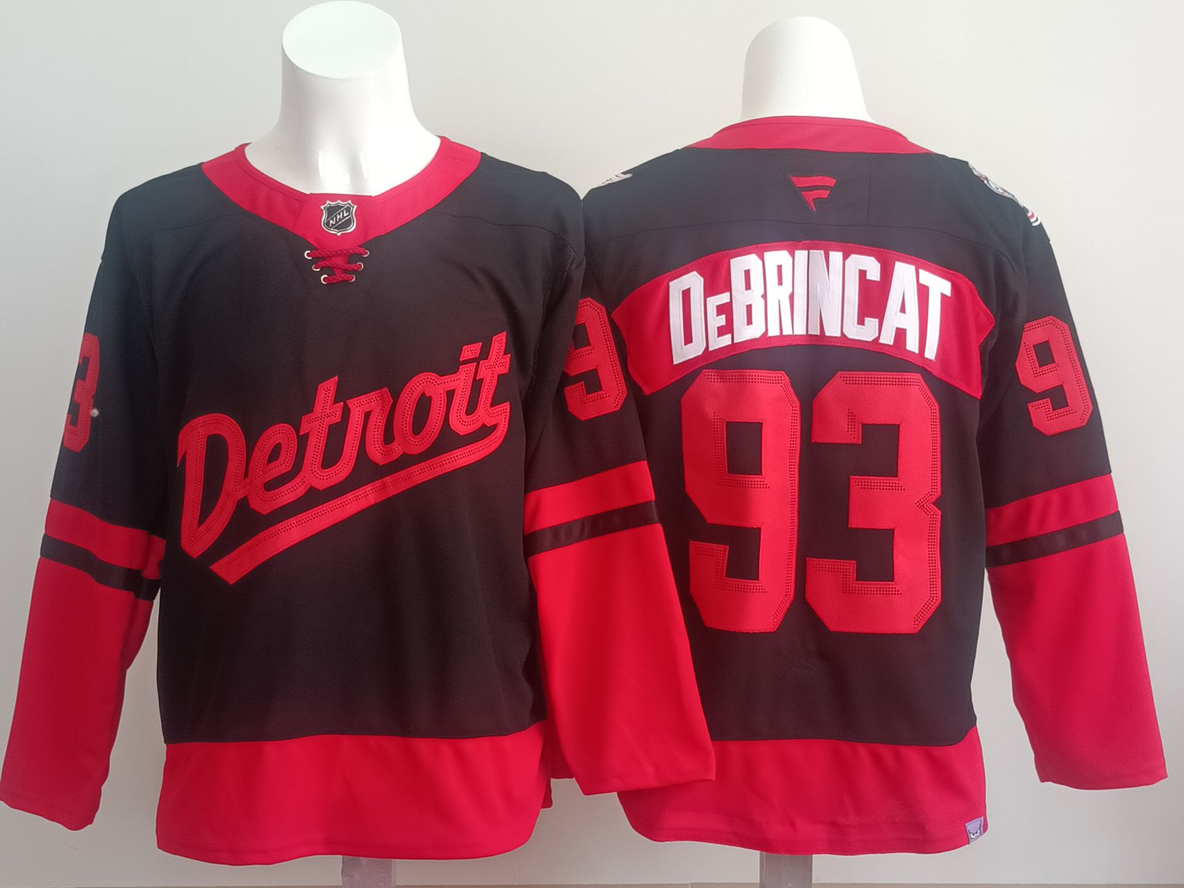Men Detroit Red Wings #93 Debrincat Black red 2025 Fanatics Home Premium NHL Jersey style 1->detroit red wings->NHL Jersey